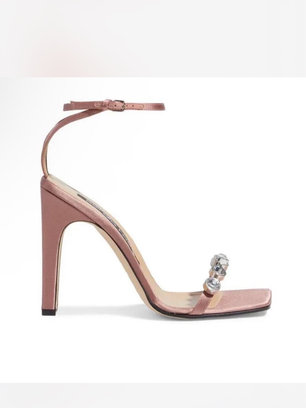 Sergio Rossi Rose Pink Crystal-Embellished Ankle-Strap High Heels